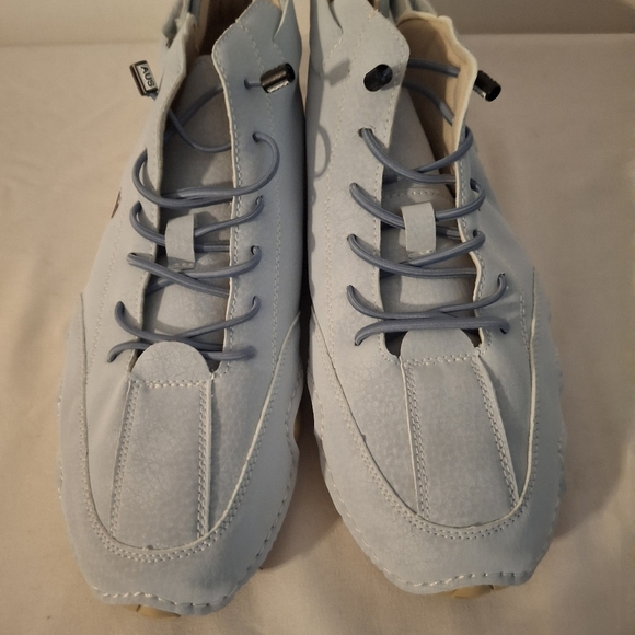 LDECK Men's Ankle Suede Tan and Baby Blue Athletic Shoes with Sporty Design - Picture 2 of 6